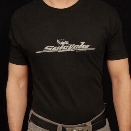 Suicycle One Men's black t-shirt with silver logo