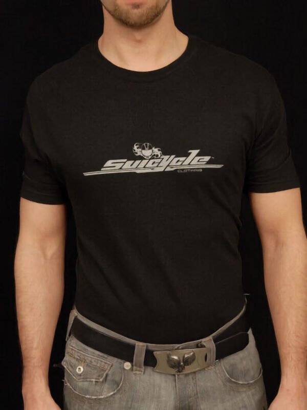 Suicycle One Men's black t-shirt with silver logo