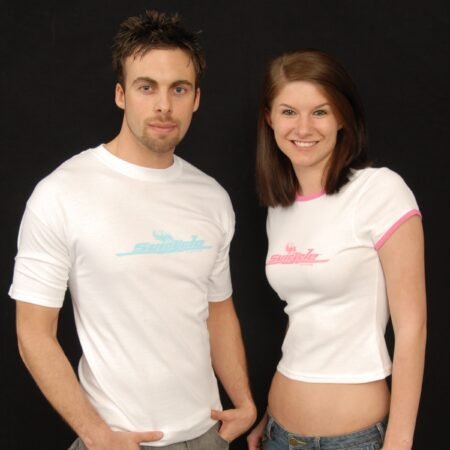 White Suicycle T-shirts on a man and a woman